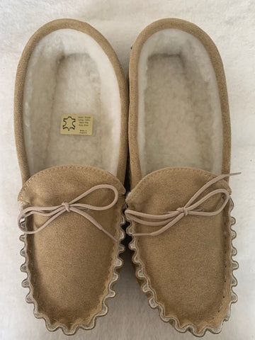 Brown Leather Moccasin Slipper Hard Sole | Paul