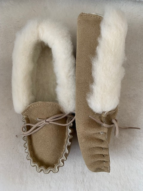 Ladies Suede Moccasin with wool lining and collar | Teresa