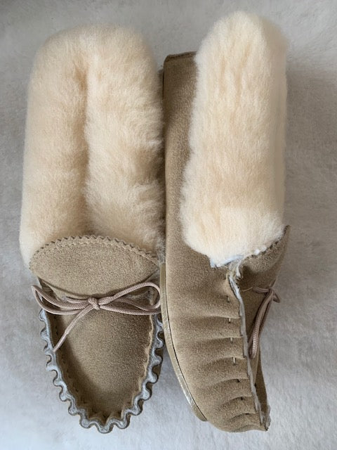 Luxury Sheepskin Lined Moccasin with Sheepskin Collar and Hard Sole | Claudia