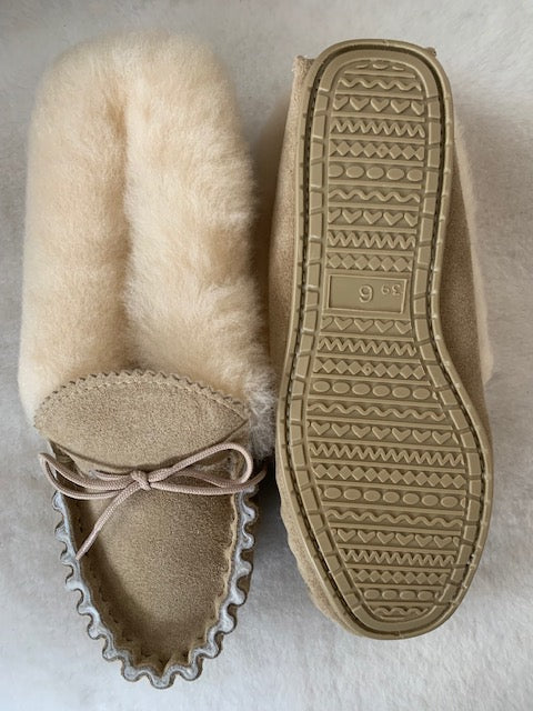 Luxury Sheepskin Lined Moccasin with Sheepskin Collar and Hard Sole | Claudia