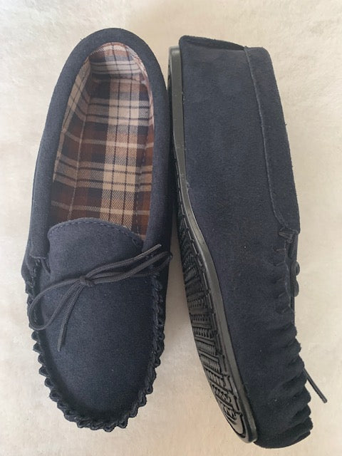 Suede Tartan lined Moccasin with Hard Sole | Scott