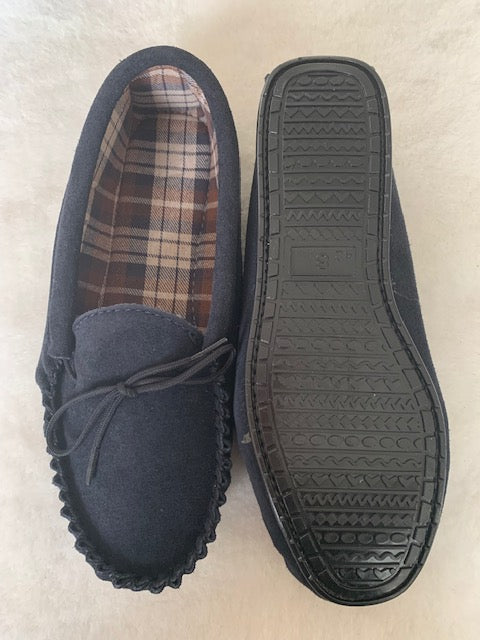 Suede Tartan lined Moccasin with Hard Sole | Scott