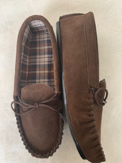 Suede Tartan lined Moccasin with Hard Sole | Scott