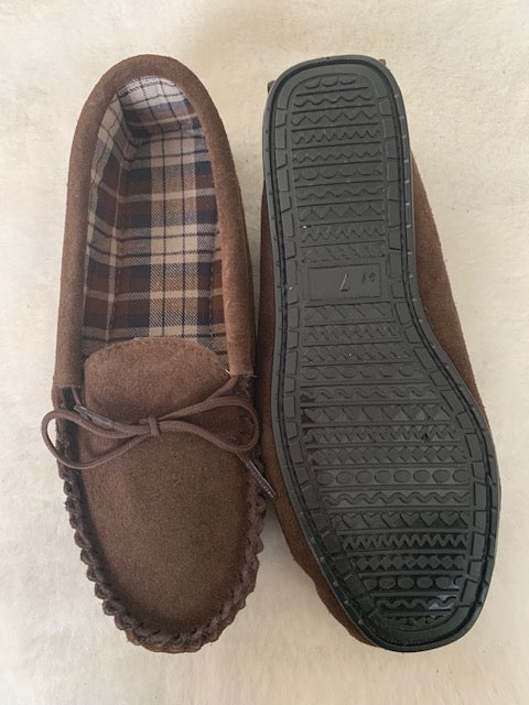 Suede Tartan lined Moccasin with Hard Sole | Scott