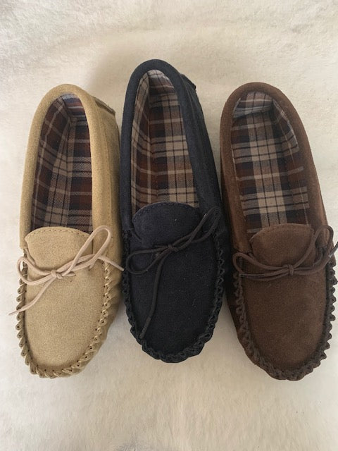 Suede Tartan lined Moccasin with Hard Sole | Scott