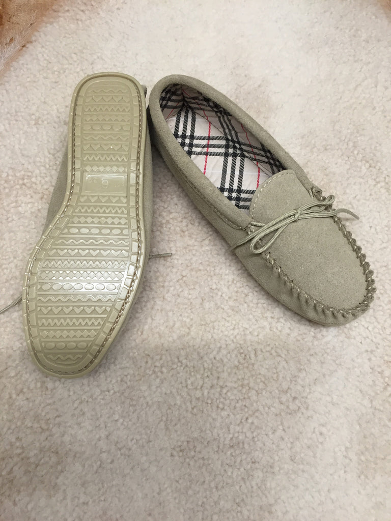 Ladies Suede Moccasin with Fabric Lining and Hard Sole | Jasmine