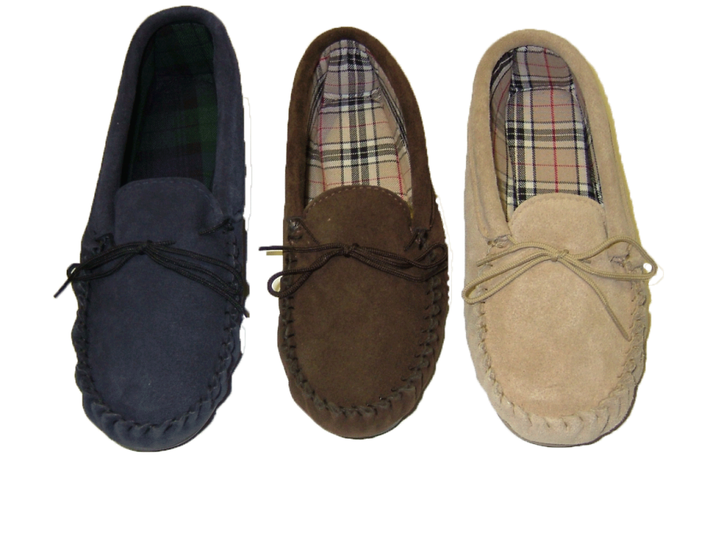 Suede Tartan lined Moccasin with Hard Sole | Scott