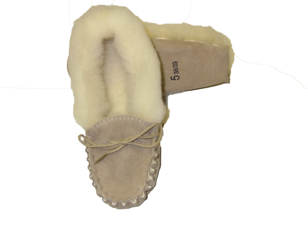 Ladies Suede Moccasin with wool lining and collar | Teresa