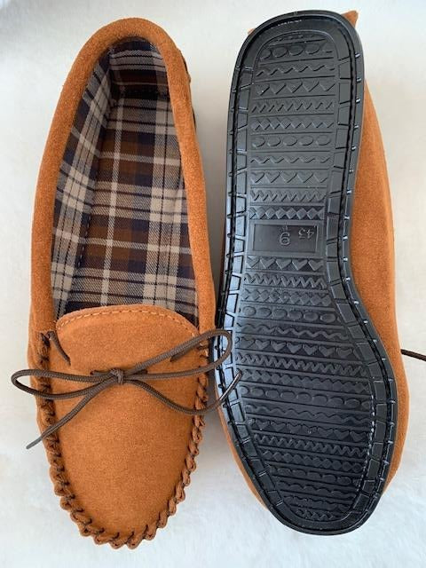 Suede Tartan lined Moccasin with Hard Sole | Edd