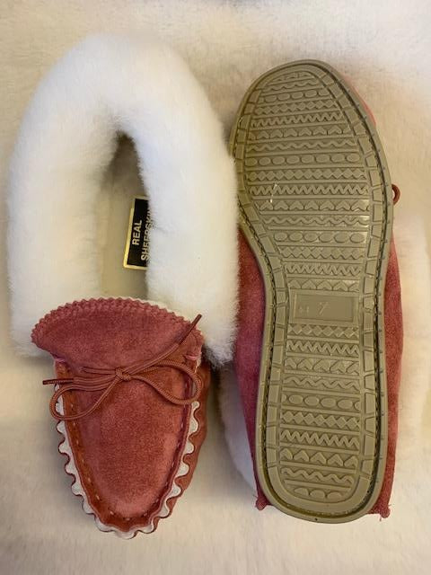 Luxury Sheepskin Lined Moccasin with Sheepskin Collar and Hard Sole | Florrie