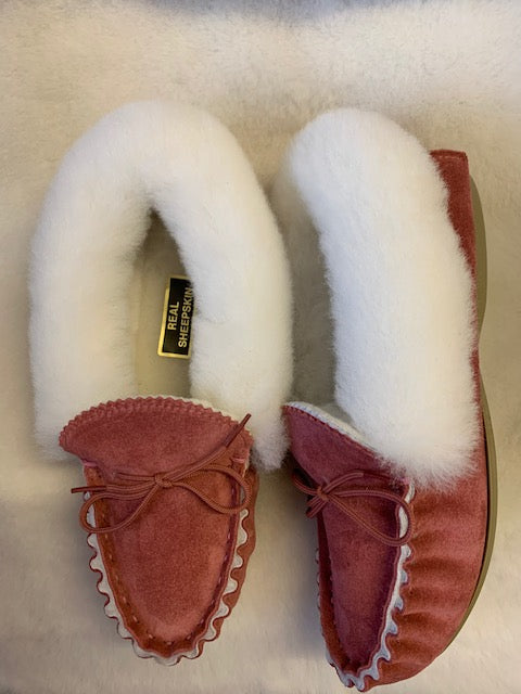 Luxury Sheepskin Lined Moccasin with Sheepskin Collar and Hard Sole | Florrie