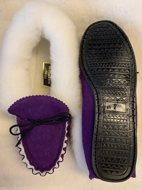 Luxury Sheepskin Lined Moccasin with Sheepskin Collar and Hard Sole | Florrie